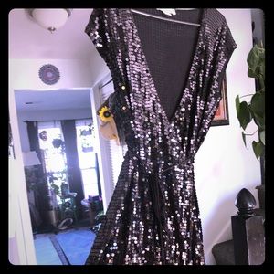 Michael Kors Black sequin wrap dress
